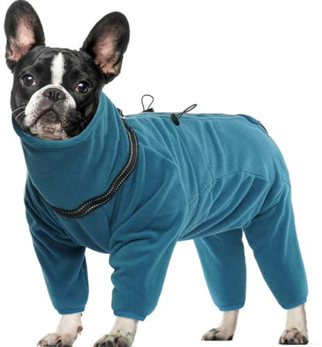 OUOBOB Hundemantel, warme Hundemäntel, Polar Fleece Hundejacke, Winter Kaltwetterweste, Pullover Fleece Pyjamas Overall Onesie, Hund Pullover mit Geschirr Eingebaut für kleine mittlere große Hunde