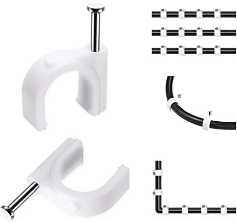 Fermacavi, 8 mm, 100 pezzi, clip per unghie, resistenti, bianche, rotonde, per cavi, da parete, per la gestione delle clip