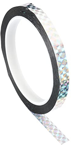 PATIKIL 10mmx50m Prismenband Holographisch Reflektierend DIY Kunst Silber | Selbstklebend Handwerk Verpackung Dekoration