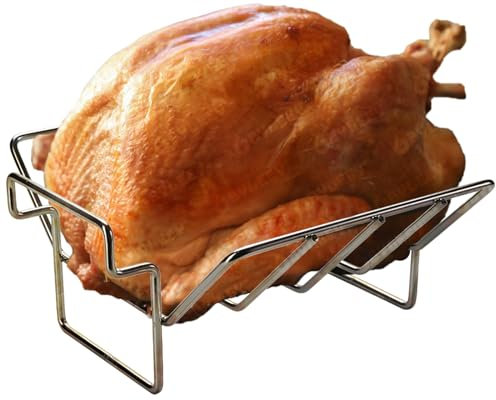 Ersatz-Rippen- und Bratrost für grünes Ei, Truthahnbräter – Edelstahl-Rippenroste zum Grillen und Räuchern, hält bis zu 4 Racks Rippen, BBQ, Smoker, Kamado Grillzubehör, klein