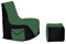 Momiralland Komfort Sitzsack XL - XXL mit Hocker Sitzkissen BodenKissen Sessel In- & Outdoor geeignet Gaming Sitzsack für Erwachsene und Kinder (Schwarz – Dunkelgrün, XXL - Durchmesser 80 cm)