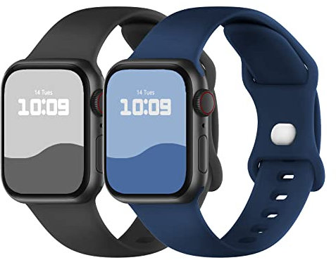 Adepoy 2 Pack Strap Compatible with Apple Watch Straps 49mm 46mm 45mm 44mm 42mm 41mm 40mm 38mm, Soft Silicone Sport Band with Classic Clasp for iWatch Series 10 9 8 Ultra SE 7 6 5 4 3 2 1 Ultra 2