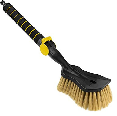 ToM PaR Spazzola di Lavaggio ad Acqua I Autolavaggio con Collegamento all'Acqua I Sgancio rapido per l'acqua I Setole morbide, Fini e Delicate I Impugnatura Comoda I Coche | Lunghezza: 54 cm I Giallo