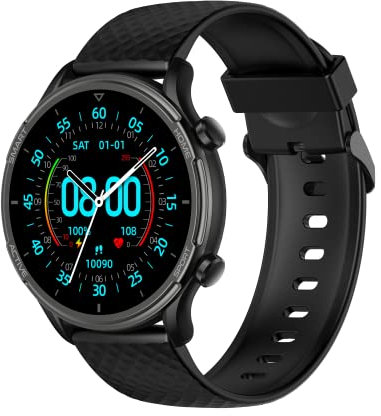 Dachma Android smartwatch uomo rotondo – smartwatch uomo con funzione telefonica funzione whatsapp funzione smartwatch uomo nero contapassi assistenti vocali fitness tracker con 3 cinturini per