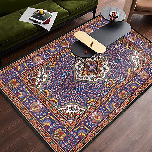 Teppich Läufer Flur, Großflächiger Teppich Boho Lila/Orange Teppich 3D-Druck Bodenteppich Rutschfeste Unterseite Waschbarer Teppich Für Eingangsbereich Schlafzimmer Wohnzimmer Zuhause Dekorativ,40X1