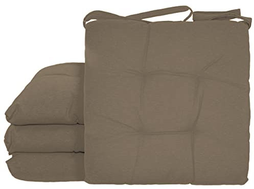 BESCH Pack 4 Cojines para Silla Usos Interior y Exterior 38x38x5cm - Cojin de Asiento Decorativo Funda de Algodón + Poliéster y Relleno de Fibra Hueca Lavable Cómodos Acolchados (Marrón)