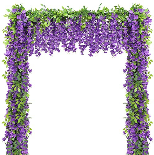 Findosom Glyzinien Künstliche Blumengirlande, 5 Stück, insgesamt 100 m, lila Glyzinien, hängende Blumen, Blumengirlande, Dekorationen für Zuhause, Garten, Outdoor, Zeremonie, Hochzeit, Bogendekoration