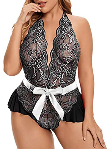 Reizwäsche Für Sex Damen,Body Sexy Outfit Babydoll Sexy Kostüm Cosplay Dessous Sets Push Up Rot Spitze Frauen Unterwäsche Reizwäsche Erotisch Sleepwear Lingerie Ouvert String Tanga Bodysuit BH