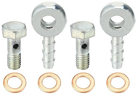 A ABSOPRO 4 Stück Hohlschraube M6x1 Bremse Banjo Hohlschrauben ID 6mm Dichtungs Unterlegscheibensatz für Bremssattel-Hauptbremszylinder