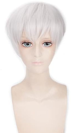Wig for Ken Kaneki Straight Short Cosplay Wig For Men Heat Resistant Synthetic Black White +Free Wig Cap B