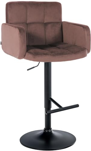 CLP Barhocker Los Angeles Samt | Höhenverstellbarer Barstuhl Mit Drehbarem Sitz | Bistrohocker Mit Metallgestell Und Fußstütze, Farbe:braun, Gestell Farbe:schwarz