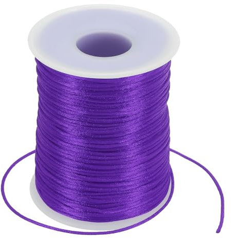 PATIKIL 1.5mm x 109 Yard Nylon Satin Cord, Nylon Beading String Knotting Cord Chain Braided Rope for Bracelets Jewelry Trim Chinese Knot, Purple
