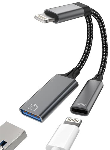 Adaptateur Lightning vers USB Chargeur OTG Jack Câble pour Apple Iphone 14 13 12 11 Pro Max pour Ipad Air Clé Souris Lecteur Cartes Accessoires Lecteur de Carte Télécharger Photos Chargeur Répartiteur