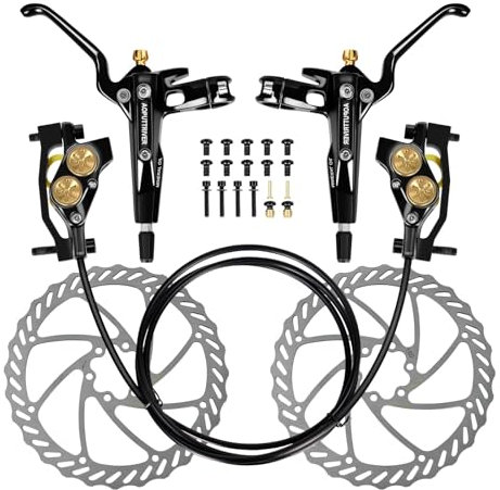 MTB Hydraulische Bremsen Set 4 Kolben, Scheibenbremse Fahrrad Set Vorne Und Hinten, Bicycle Hydraulikbremsen mit 180mm bremsscheiben, 610nm Trockenbremskraft für Mountainbike E-Bike Rennrad Reiten