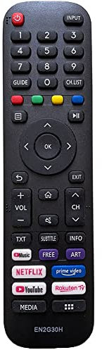 FYCJI Nuevo Control Remoto Alternativo Hisense EN2G30H para Hisense Smart TV LCD LED Ultra HD TV Control Remoto- Sin Configuración 43A7500F 43AE7210F 50A7300F 55A7320F 55A7340F 65A7320F 43A7340F