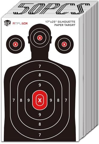 ATFLBOX 50 Stück menschliche Silhouette Papier Ziel für den Bereich, 43 x 63,5 cm Ziel Papier für Handfeuerwaffen, Pistolen, Gewehre, Luftgewehre, Pellet Gun, BB Guns