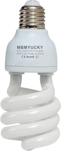 MBMYUCKY UVA UVB Licht Reptile Kit UVA UVB Lampe Schildkröte Kompakte Leuchtstofflampe UVB Beleuchtung für Wüste Reptile Bartdrache Vivarium Eidechse (13, Watt)