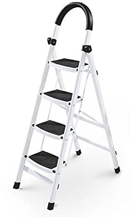 Trittleitern 4-Stufen-Leiter U-förmiger Klapptritthocker mit Langen Handläufen und breitem Pedal Trittleitern für Zuhause und Küche 150 kg Tragkraft Tragbarer Tritthocker