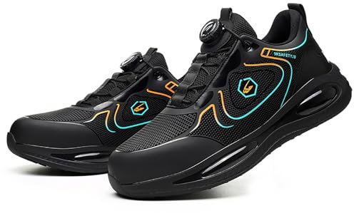 Qzeanxy Sicherheitsschuhe Herren Leichte Arbeitsschuhe Herren Damen Sportliche Atmungsaktive Stahlkappenschuhe rutschfeste Arbeitsturnschuhe Schnellverschluss