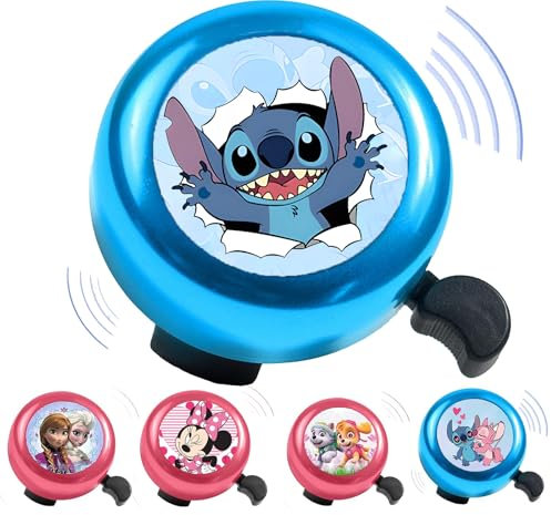 Stitch Cartoon Kinder-Fahrradklingel, lauter Klang, Fahrrad-Lenkerklingel, süßes Fahrradzubehör für Jungen und Mädchen, für die meisten Fahrräder (blau)