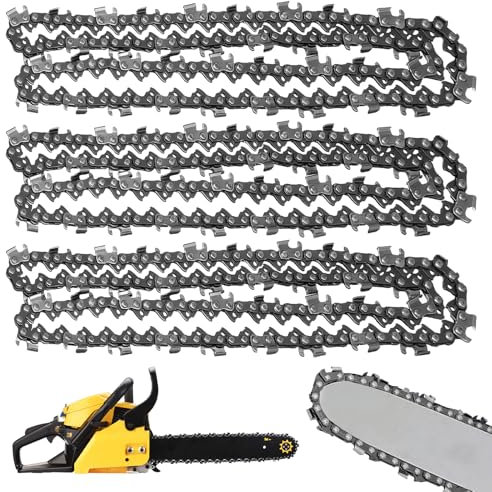3 catene per motosega: 35 cm, catena per motosega, catena da 3/8 lp, 52 maglie da 1,1 mm, con braccio di ritegno, compatibile con Einhell-GE-LC 18/25 Li, Bosch AKE 35S, Dolmar, Ryobi, Oregon