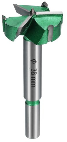 sourcing map Forstner Drill Bit 1-1/2 (38mm) Carbide Upgraded 3 Flutes Wood Hinge Drill Bits Opener Cutter for Hole Drilling Woodworking, Green