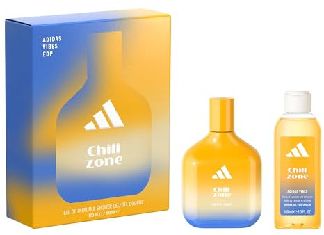 Le coffret adidas Vibes comprenant l'Eau de Parfum Chill Zone et le Gel Douche