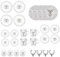 YöL Christmas Tableware Set For 4 Silver Stag Design Festive Table Decoration Dinner Plate, Side Plate, Bowls, Mugs, Drinking Glasses, Napkin Rings - 28pc