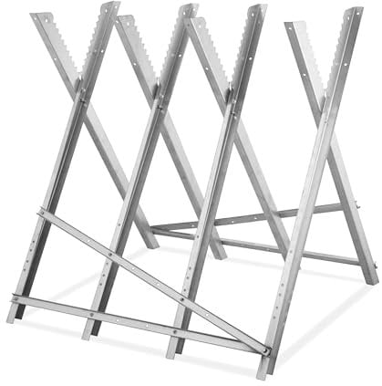Relaxdays Sawhorse for Chainsaws, Folding, for up to 150 kg, Wood Cutting Stand, Trestle, 82x83x80 cm, Steel, Silver