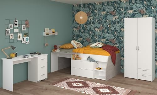 Parisot Kinderzimmer 3-teilig Milky 13 Weiß/Grey Loft