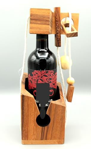 Bottle in Jail - Knobelspiel aus Holz für eine Flasche Flaschenpuzzle