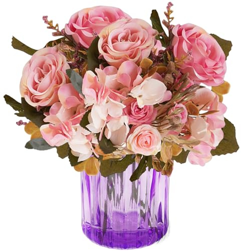 astylishome Fake Artificial Flowers Camellia Rose Artificial Flower Natural Fresh Color Lasting and Easy to Care Artificial Flower Bouquet Faux Flowers Home Wedding Party Decor Garden Decoration 3302