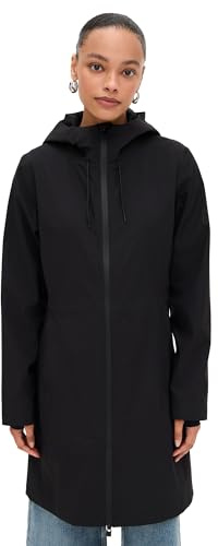 RAINS Women's Suva Hardshell Long Jacket, Black, M