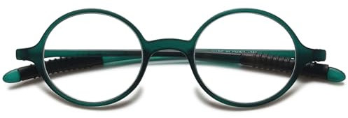 Lanomi Lesebrillen Herren Damen Retro Runde Sehhilfe Lesehilfe Leicht Vollrandbrille Nerd Brillen 1,0 1,25 1,5 1,75 2,0 2,25 2,5 2,75 3,0 3,5 4,0 Matte Grün 1.5