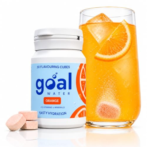 GOAL WATER, Water Flavouring Tablets, Orange, 30 Tablets | Water Drops for Hydration, Bold Fruity Flavour, To Help You Drink More Water, Sugar Free, With Vitamins B, C, D, E, Zinc