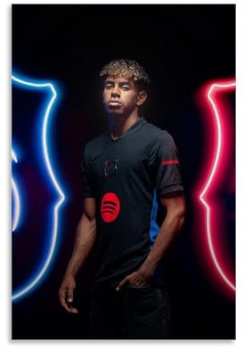 FCTMIWHBN Lamine Yamal Poster und Drucke auf Leinwand, Wandkunst, Poster, 30 x 45 cm, ungerahmt