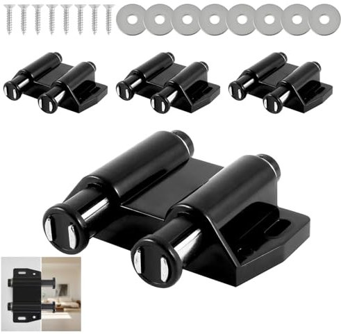 4 Piezas Abridores de Puertas Correderas Kit, Abridor de Puertas Correderas con Tornillos y Espaciadores, Abridor Magnético de Puertas Correderas, para Puertas de Armarios, Librerías, Cajones (Negro)