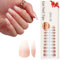 SXVME Soft Pre-Colored Acrylic Nail Tips, Ombre French False Nails Medium Short Coffin, Gradient Peach Press on Nails Short Ballerina Full Cover Artificial Fake Nail Extensions for DIY 150 Pcs