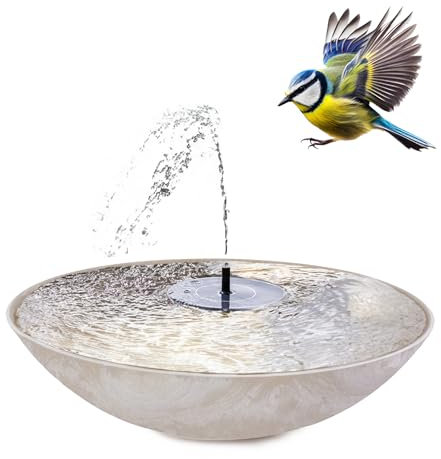 matches21 HOME & HOBBY Fuentes solares para exteriores – Cuenco grande de 45 cm en arena beige como fuente de jardín