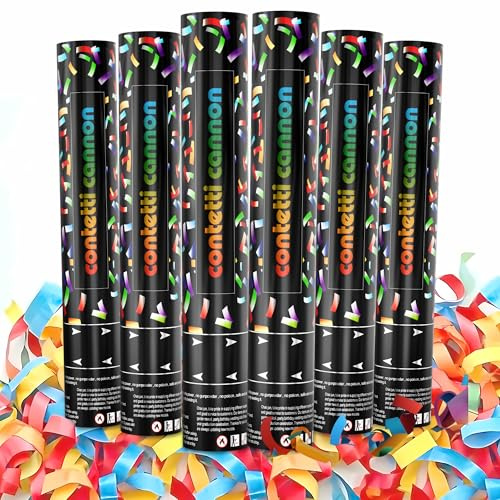 6 Pack Biodegradable Streamer Confetti Cannon,confetti Poppers, Confetti Shooter, Party Poppers for Celebration, Birthday, Graduation, New Year's Eve Party