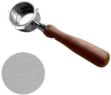 Espresso Bottomless Porte-filtre 51mm avec 3 oreilles, Porte-Filtre Sans Fond Compatible Dedica EC680/EC685/EC785/EC820/EC850/EC860 Machine à Café, Acier Inoxydable, Palissandre Premium