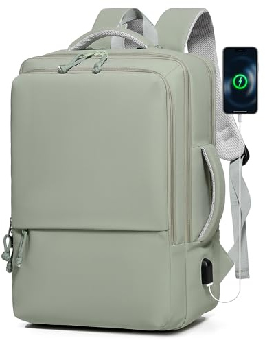 BAGROUPS Handgepäck Rucksack 45x30x15 für EasyJet 15,6 Zoll Laptop Rucksack Reiserucksack Handgepäck mit USB Ladeanschluss Herren Cabin Bag Damen Schulrucksack für Business, Reise, Arbeit, Grün