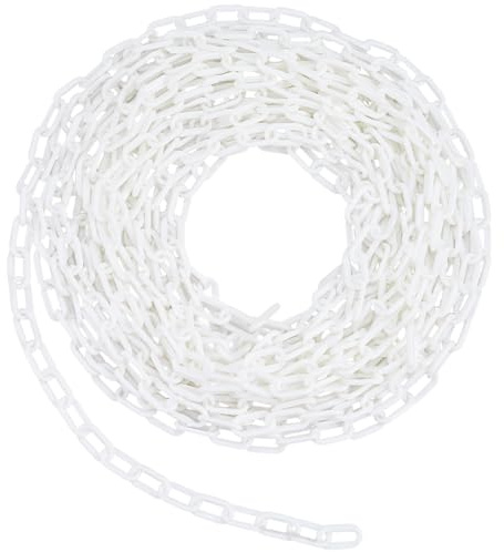SOFPLATE Cadena de Seguridad de Plástico Blanco Cadena de Barrera Blanca de PVC Y Larga Eslabón de 49cm de Diámetro Barrera de Seguridad para Estacionamiento Resistente A la Intemperie para Control d