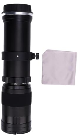 Akozon Objectif TéléObjectif 420-800mm F8.3, Zoom adapté aux Caméras à Monture EF EF-S, Objectif de Caméra à Mise au Point Manuelle, Verre Optique en Alliage D'aluminium (Black)