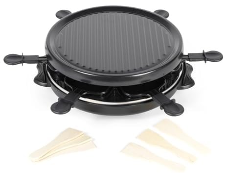 Giles & Posner Grill raclette da tavolo 800 W, piastra in pietra 29 x 29 cm