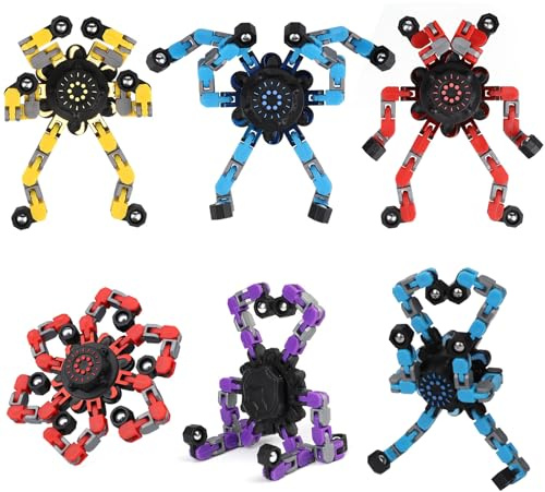 6Pack Deformation Roboter Fidget Spinner Spielzeug für Kinder Erwachsene, DIY Transformator Mechanische Kette Fingertip Spielzeug Novely Gyro Geschenke für Klassenzimmer Ostern
