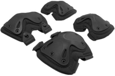ProWildGear Outdoor Sports Protective Gear CS Camping Hunting 2 Elbow Pads and 2 Knee Pads for Tactical (Black)