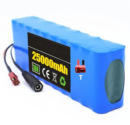 36V 25AH Elektrofahrrad Akku 36V 10S2P High Power Batterie Pack Mit 42V 2A Ladegerät Wasserdichter PVC Elektroroller Elektroroller Akku für 100W 200W 300W 500W Motor T,36V 25Ah