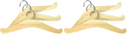 Heless 304 - Puppenkleiderbügel, 3 Stück, aus Holz, Zubehör für den Puppenhaushalt, Beige (Packung mit 2)