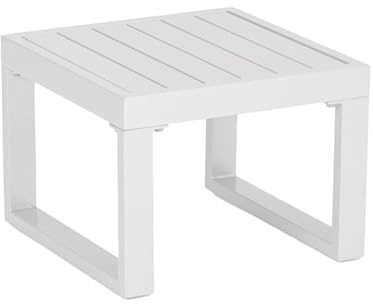 Totò Piccinni Tavolino SIRIO in Alluminio Quadrato 45x45x35h cm, Design Moderno e Minimale per Lettini, Giardino, Piscina e Terrazzo Verniciato a Polvere (Bianco)